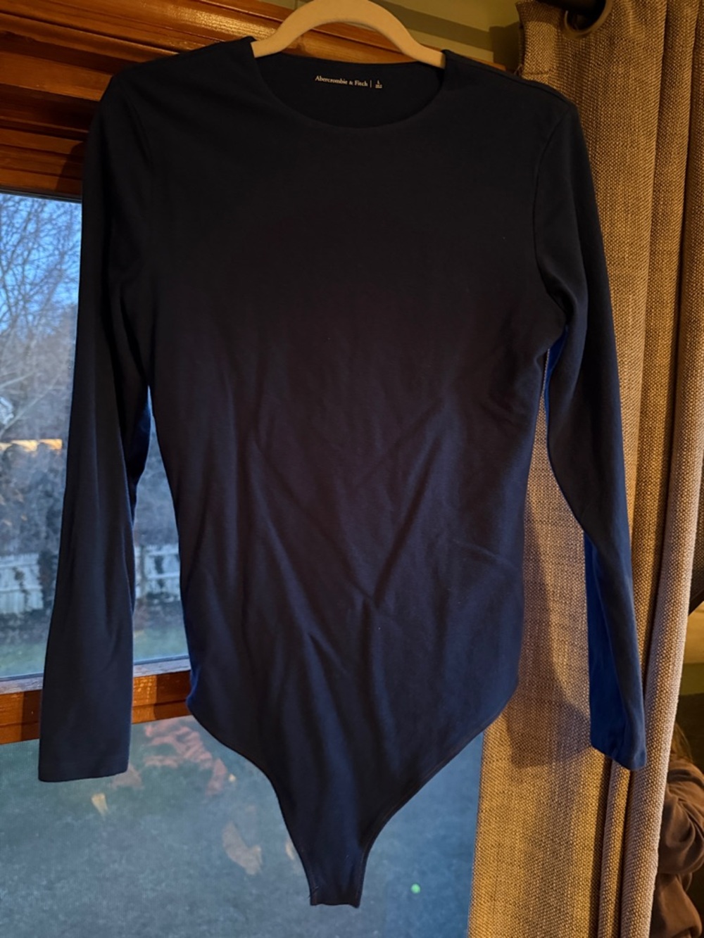 Abercrombie & Fitch Navy Long-Sleeve Crewneck Bodysuit